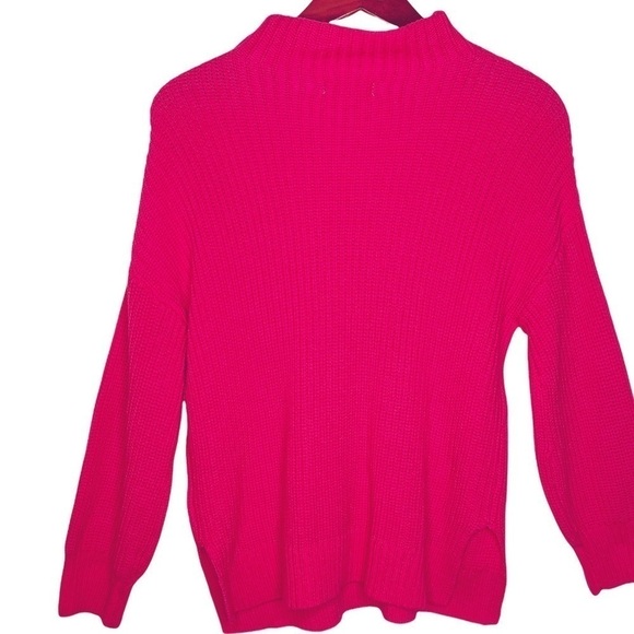 CUPCAKES and CASHMERE NWT Mock Neck Cotton Shaker Knit Sweater in Pink Raspberry - Picture 10 of 14